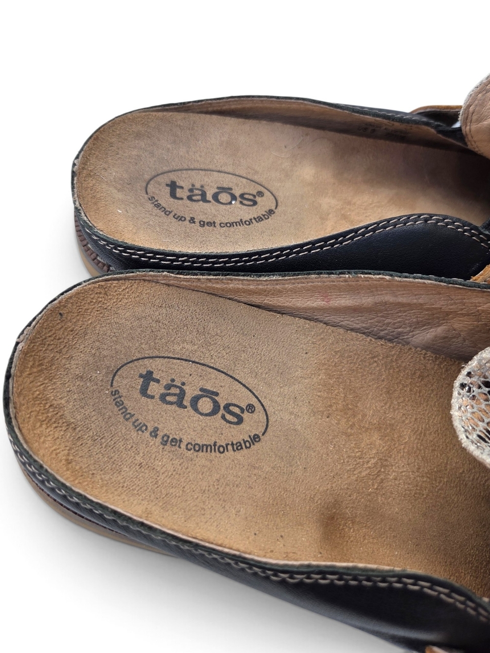 Taos Footwear Royal ROY-14015 Leather Snakeskin Embossed Mules Shoes Black Sz 9 - Picture 10 of 13